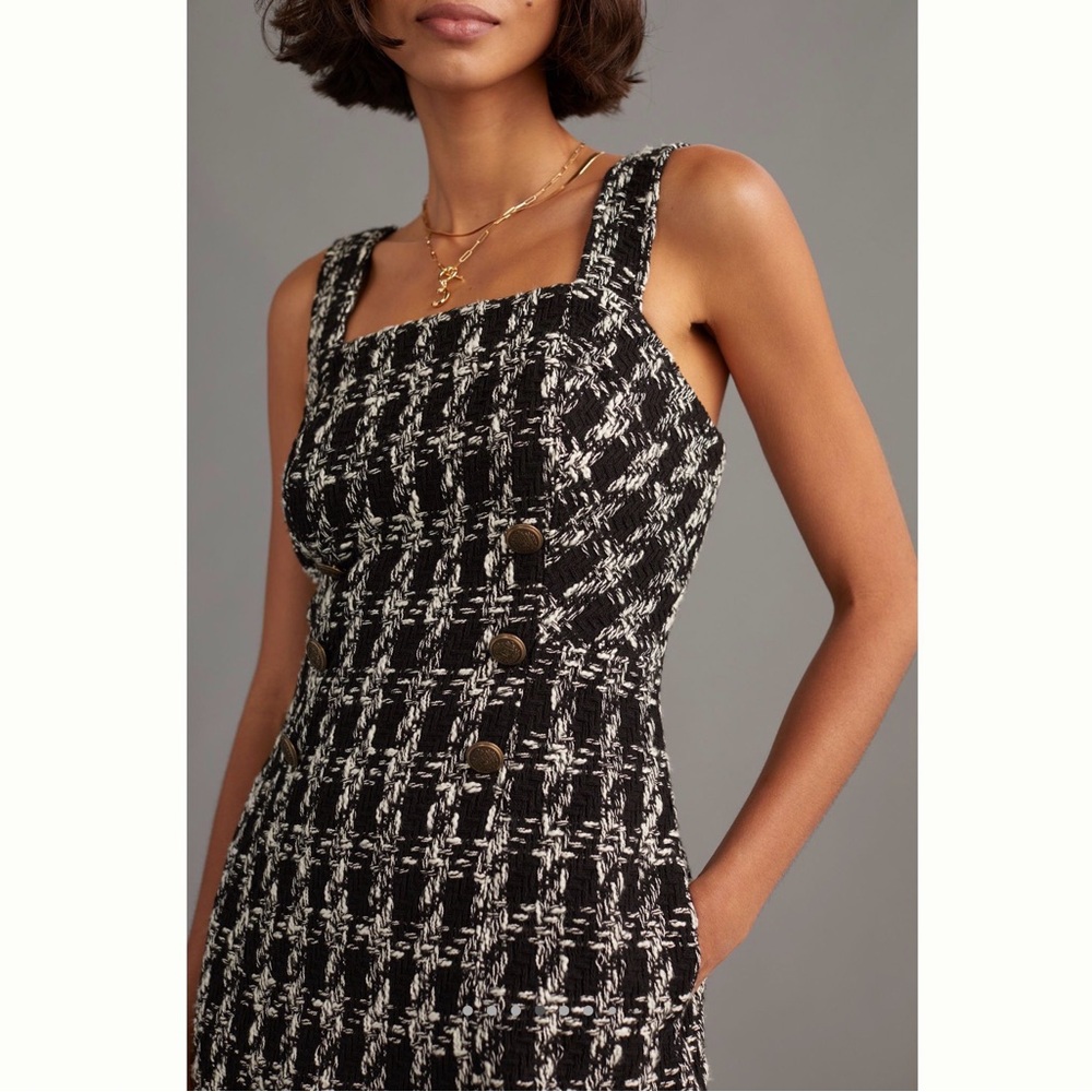 Maeve Black and White Tweed Mini Dress, Size 14